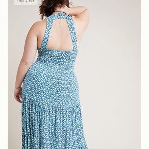 Blue & White Halter Maxi Dress from Anthropologie